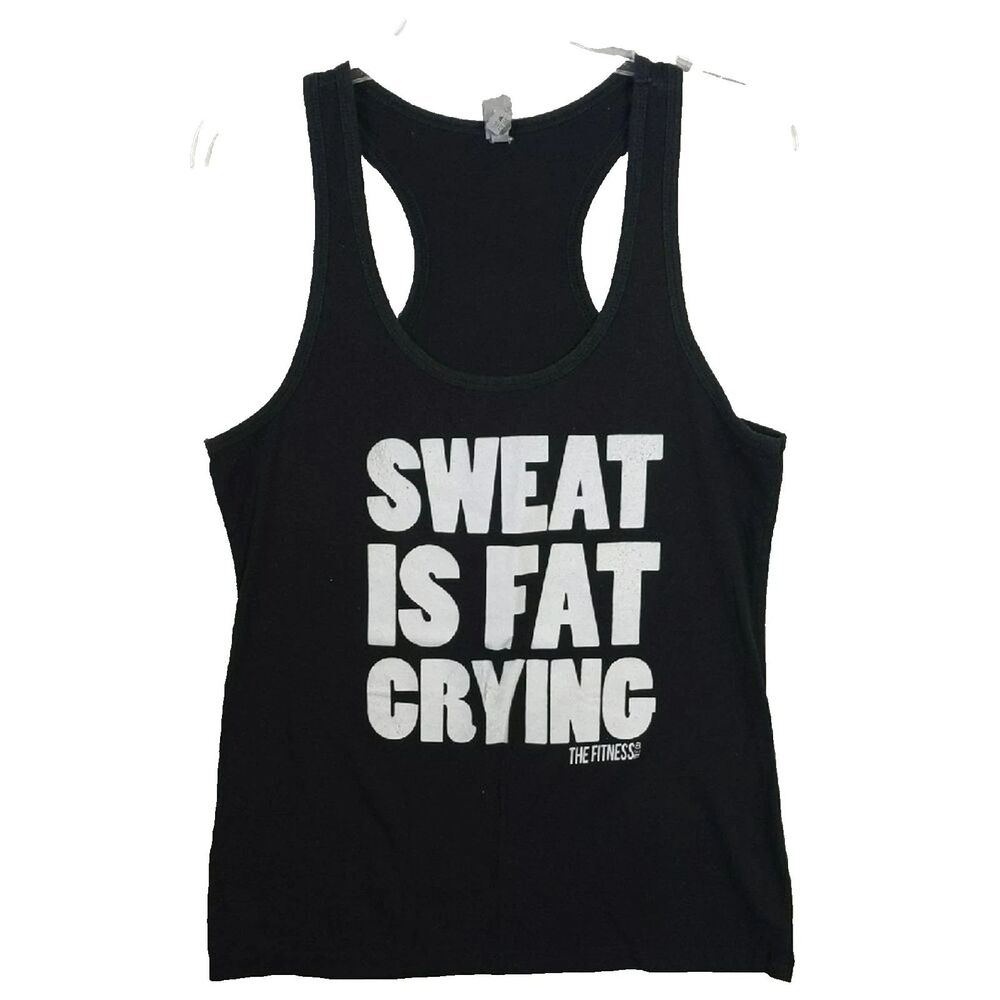 The Fitness Tee Co Sweat Is Fat Crying Black Racerback Tank Women's XL